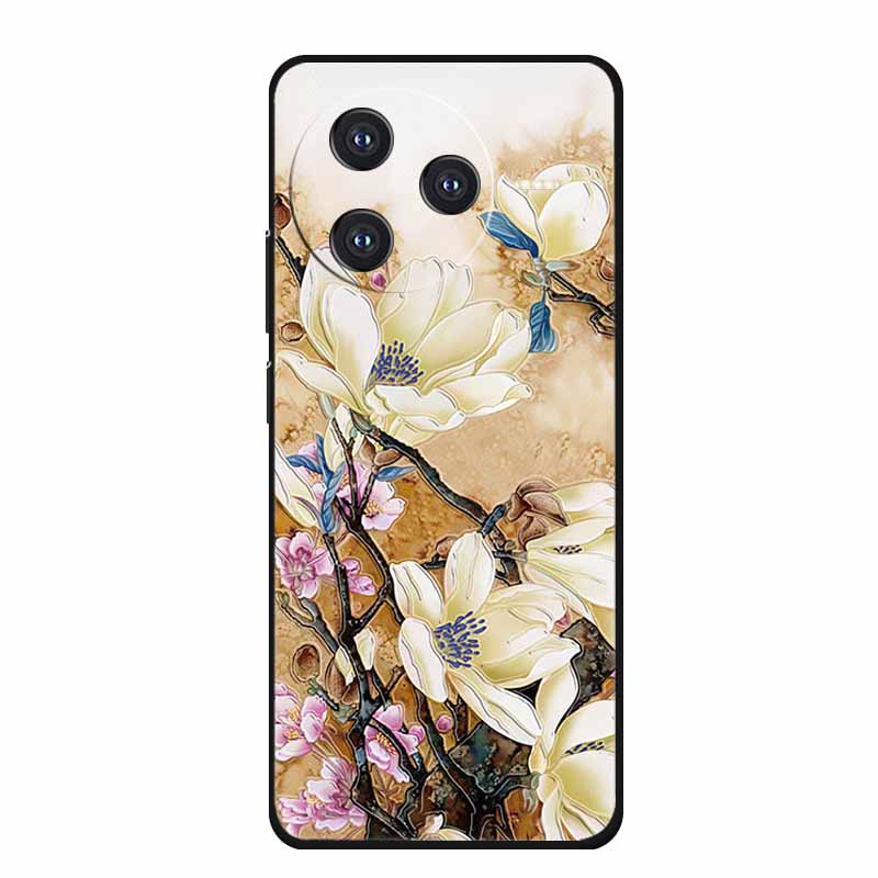 Für Xiaomi POCO F7 Pro Ultra Hülle F7Pro 3D Präge Blume Schwarzes Silikon Weiche Rückseite Hülle Für Redmi K80 Pro Hülle K80Pro Coque