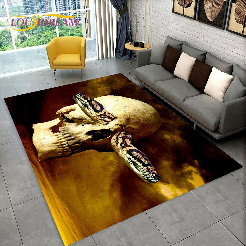 3D Gothic Horrible Snake Serpent Area Rug,Carpet for Home Living Room Bedroom Sofa Doormat Kitchen Decor,kids Non-slip Floor Mat