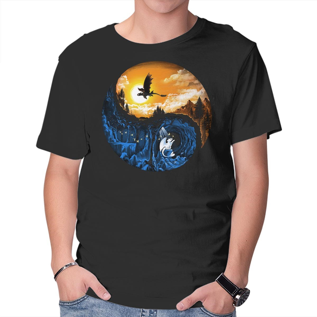 Unisex Crew Neck T-Shirt The Hidden World Graphic Short Sleeve Casual Tee XXL