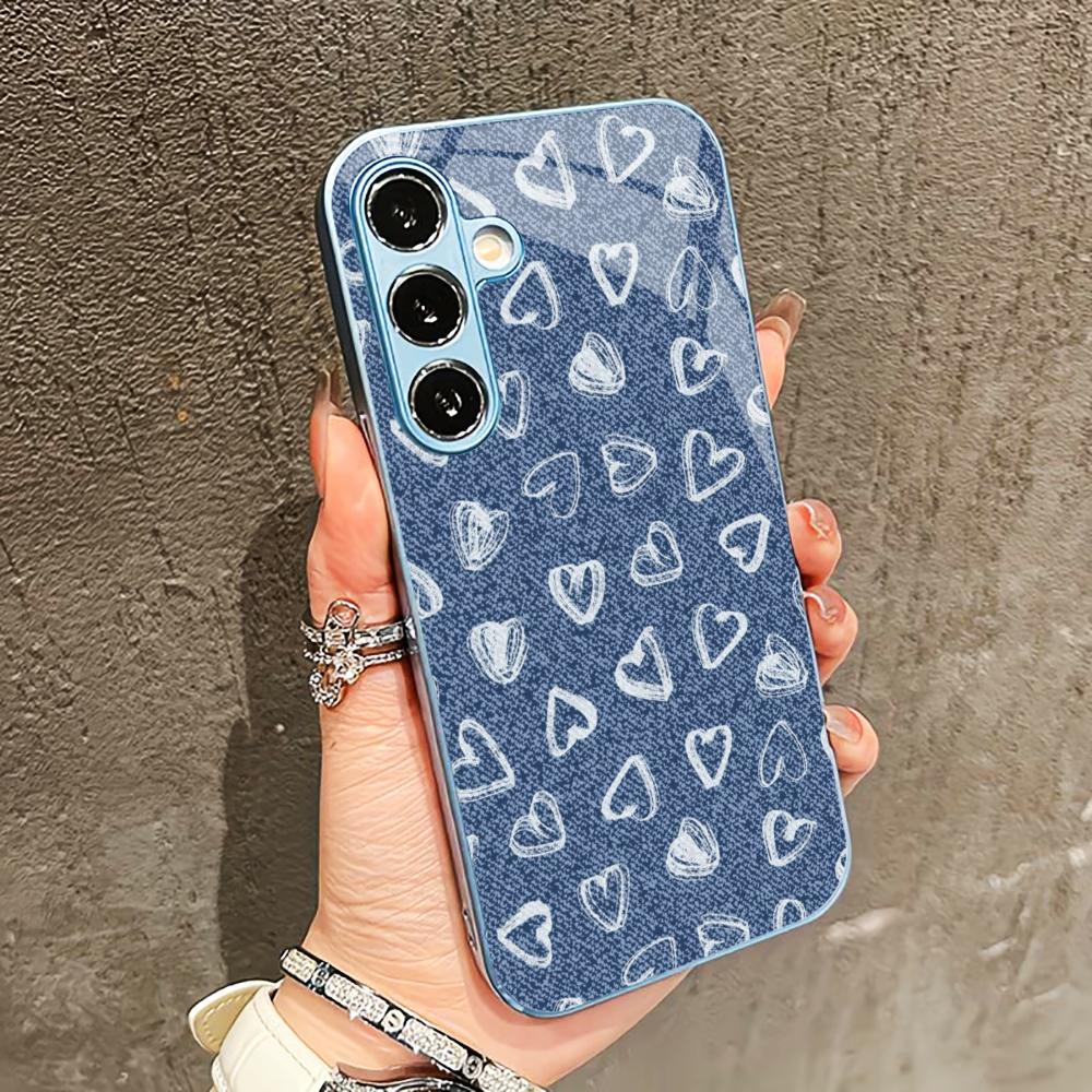 Little heart pattern PhoneCase for Samsung Galaxy S26 S25 S24 S23 S22 FE Ultra Plus Built-in glass feel bare machine Men women
