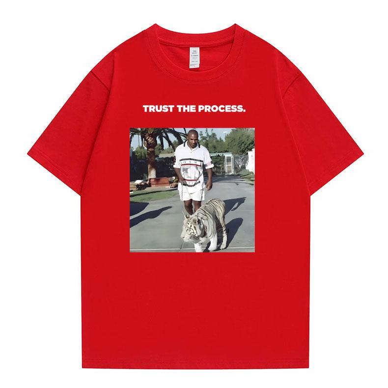 Mike Tyson Trust The Process Tiger Graphic Print T-shirt Men Hip Hop Vintage T Shirt Male Fitness Short Sleeve Oversized Tshirt