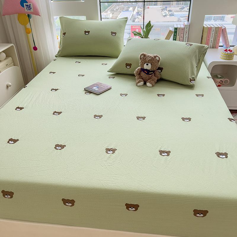 New Style Fitted Sheet Single Piece Embroidered Design Fitted Sheet Cover All-inclusive Non-slip Sheets Dormitory Single Fitted Sheet