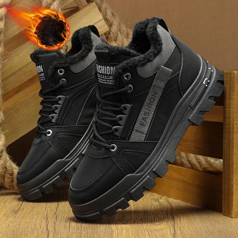 

Winter Work Men s Shoes Padded Thickened High-top Cotton Shoes British Style Warm Men s Boots Comfortable Trendy Minimalist Versatile Shoes 40