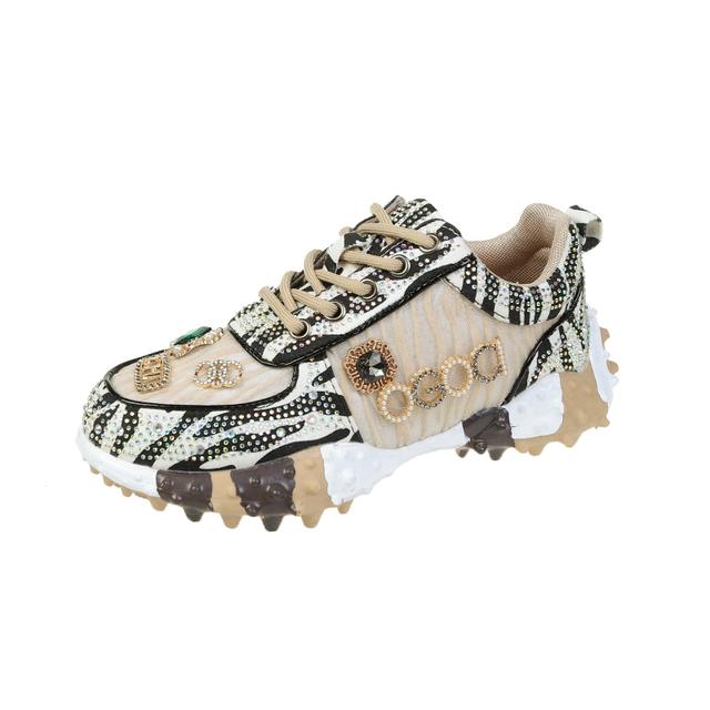 Printemps été strass femmes sneaker Ins marée diamant respirant luxe Designers décontracté fond épais papa chaussures