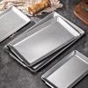 Vintage Stainless Steel Rectangular Tray Retro Industrial BBQ Platter with Double Handles Large Heavy Duty Serving Dish for Home