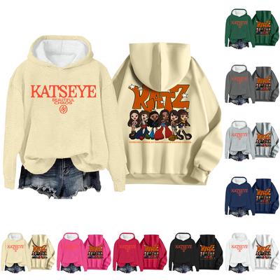 Women's Fashion Casual Long Sleeve Loose Printed Pullover Sports Long Sleeve Hooded Sweatshirt