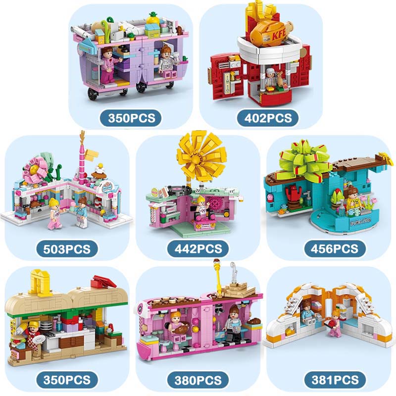 Lele Street View Series Building Blocks Restaurant Model Building Blocks 6 Year Old Children Educational Toys