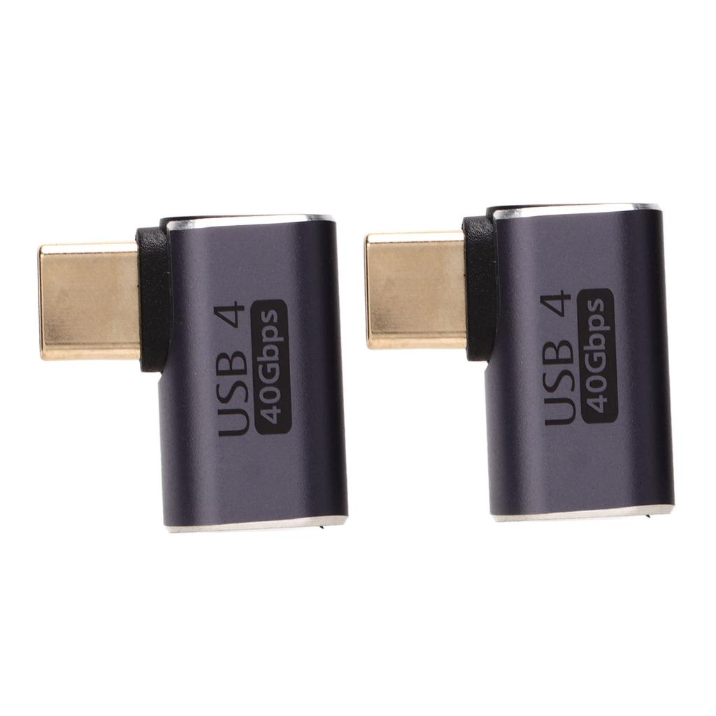 2Pcs Type C Male to Female Right Angle Connector 40Gbps 90 Degree USB C Adapter for Transmission