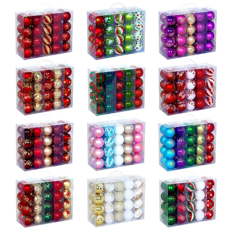 Plastic Christmas Tree Decorations Accessories Colorful Handcrafted Spherical Orbs In Gift Box for Festival Event