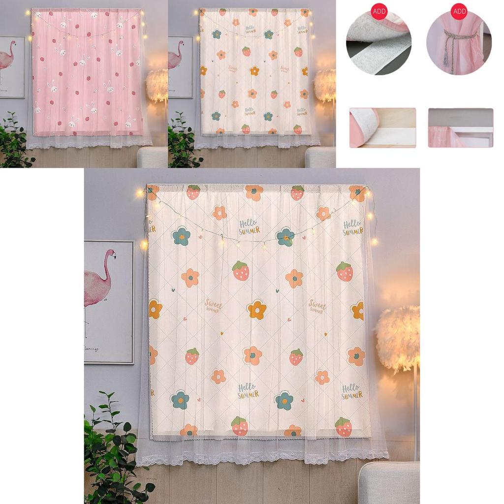 Enchanting Cartoon Window Curtain With Exquisite Lace And Velcro For Effortless Installation