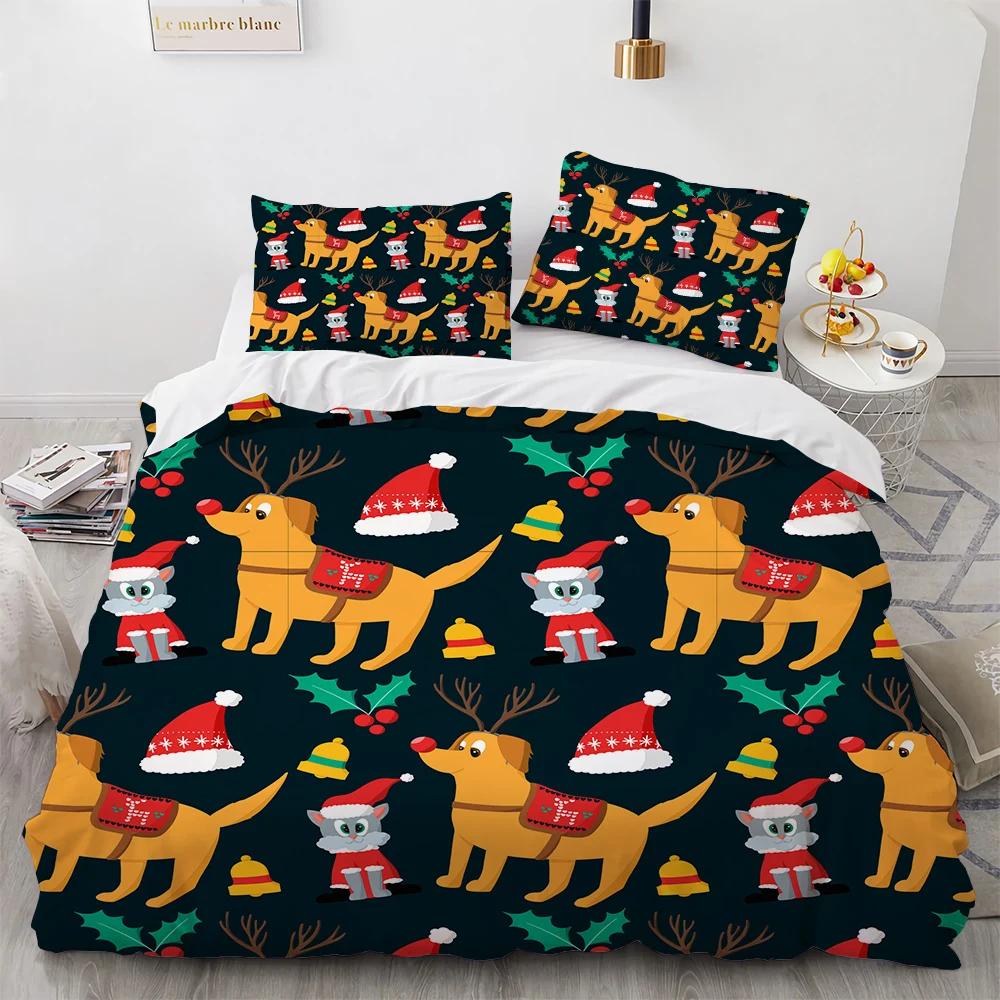 Corgi Dog King Queen Duvet Cover Yellow Cartoon Puppy Bedding Set for Kids Boys Girls Kawaii Pet Animal Pink 2/3pcs Quilt Cover