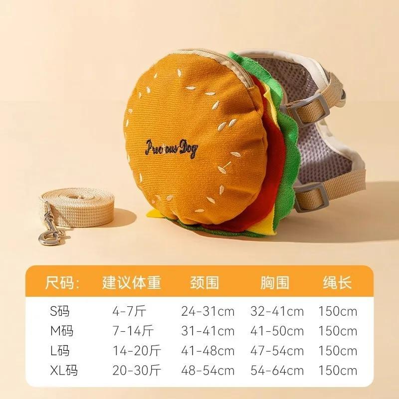 

Милый рюкзак для бургеров и картофеля фри для питомцев, буксировочный трос, жилет для кошек, нагрудный ремень для собак, принадлежности для выгула собак XL