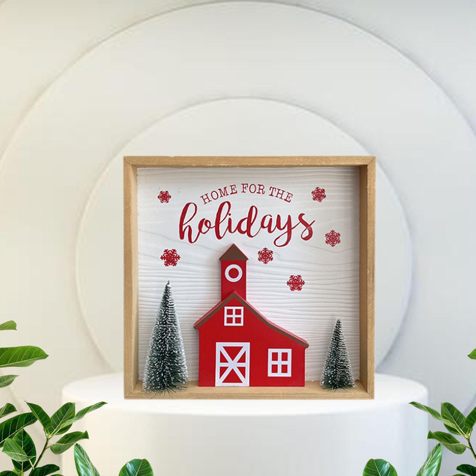 

Christmas Decoration Christmas Table Decor Classic Wood Rustic 9.5 x 9.5 Box Sign for Desktop Mantle Holiday Party Indoor