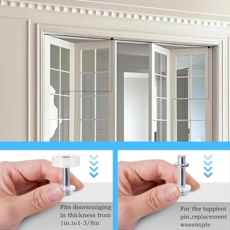 8Pcs Pivots Hinge Top Guide Wheel Spring Loaded Bifold Door Hardware Kits Bifold Closet Door Repair Kits Enduring