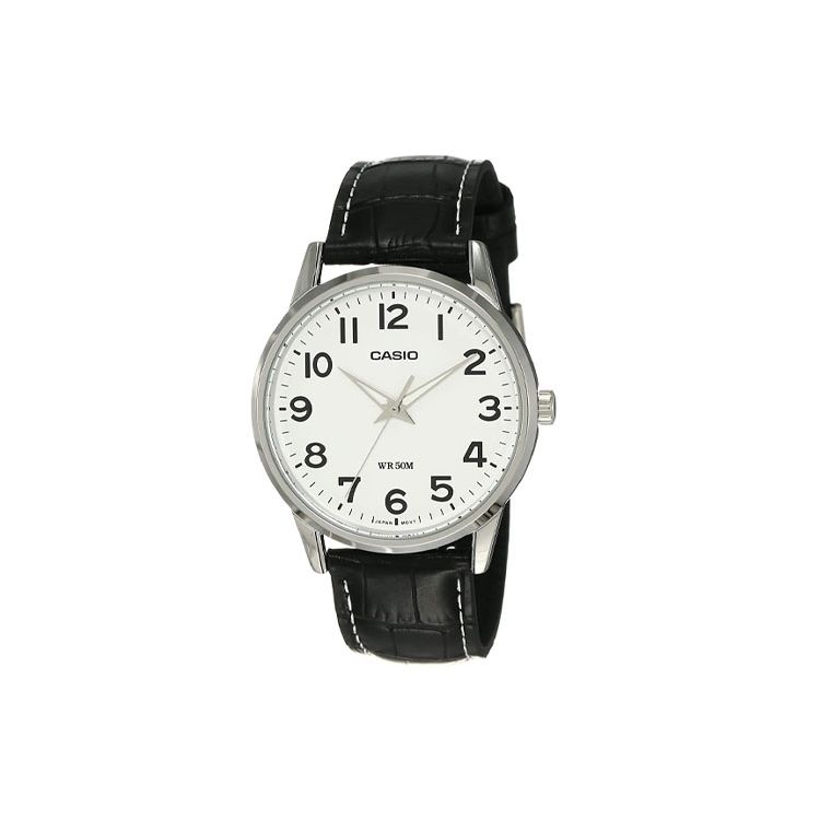 Casio Standard Enticer Series Simple Casual Business Quartz Watch Men watches White MTP-1303L-7B Black Strap