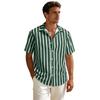 Men Short Sleeve Striped Button Down Shirt Casual Loose Fit Lightweight Breathable Collared Summer Top for Daily Wear