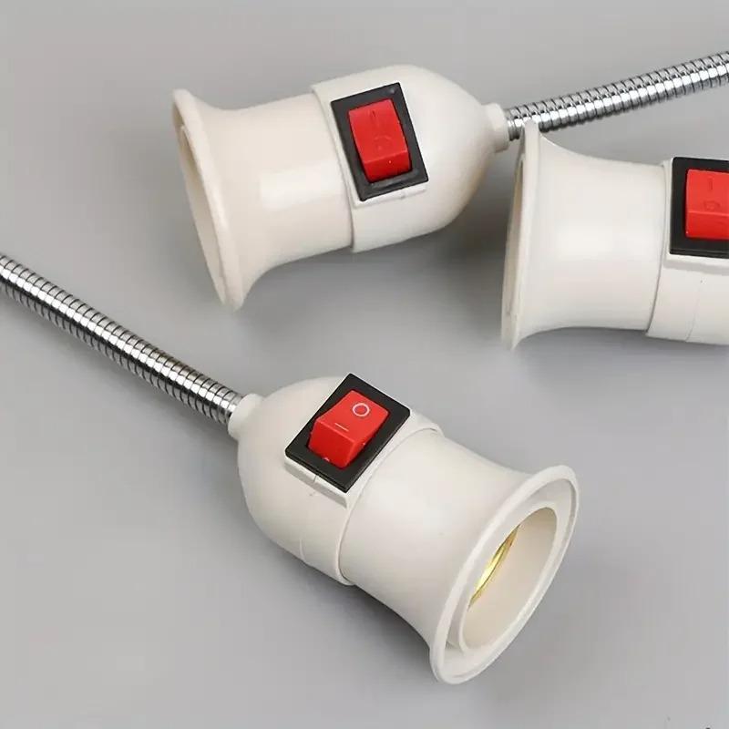 E27 LED Table Lamp Socket Bulb Holder with Rotary Head And Built-in Switch EU Plug Direct Plug-in LED Base Lamp for Lighting