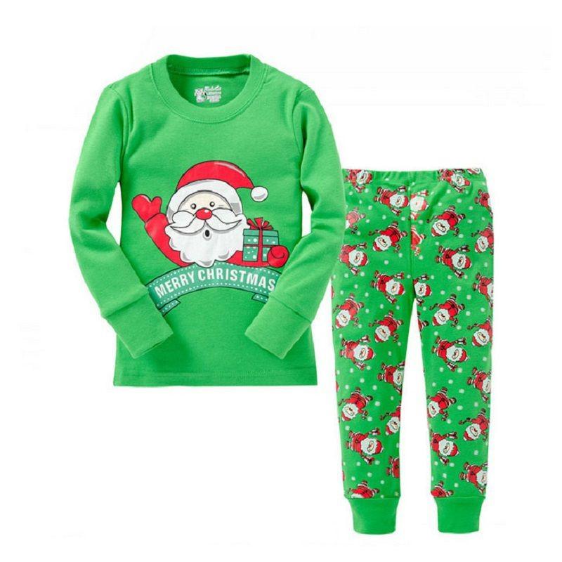 Christmas Children Autumn Pajamas Set Multiple Patterns Cotton Blend Clothing