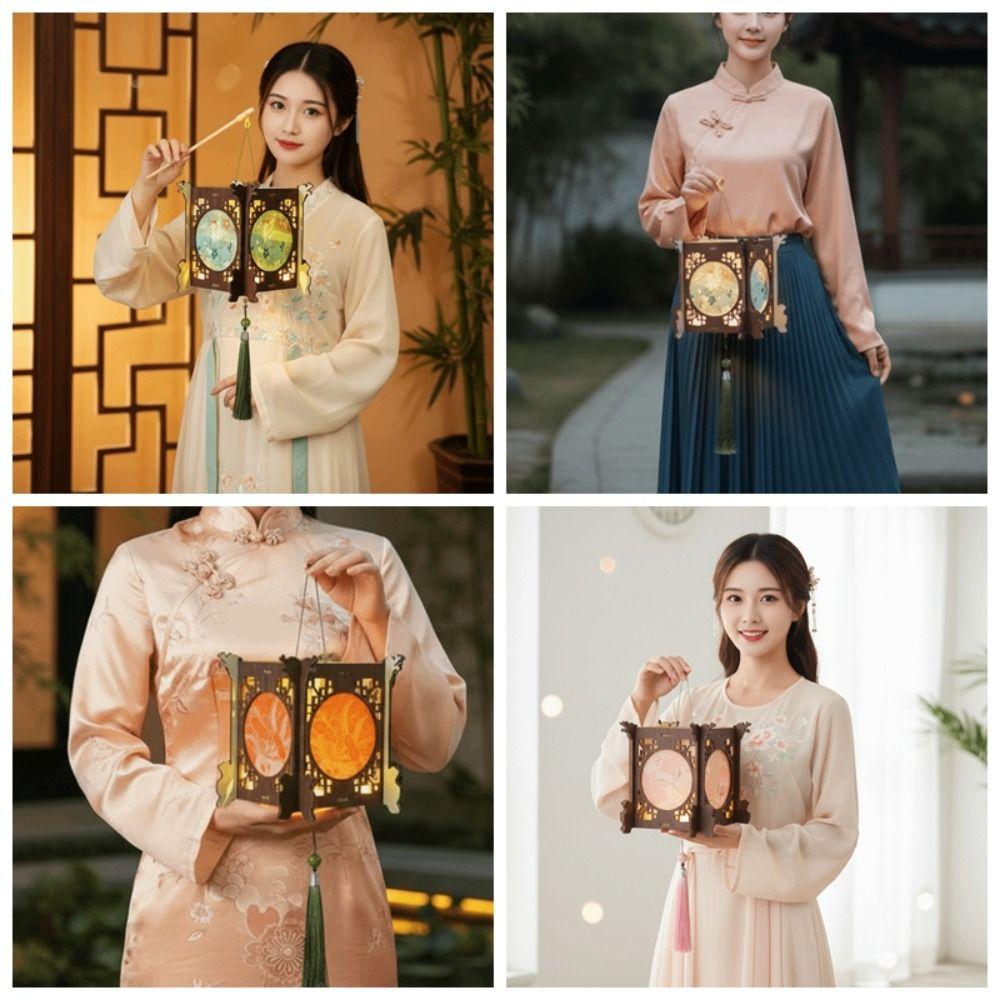 Traditional Retro Lantern DIY Handmade Mid Autumn Craft Wooden Lamp Kit  Night