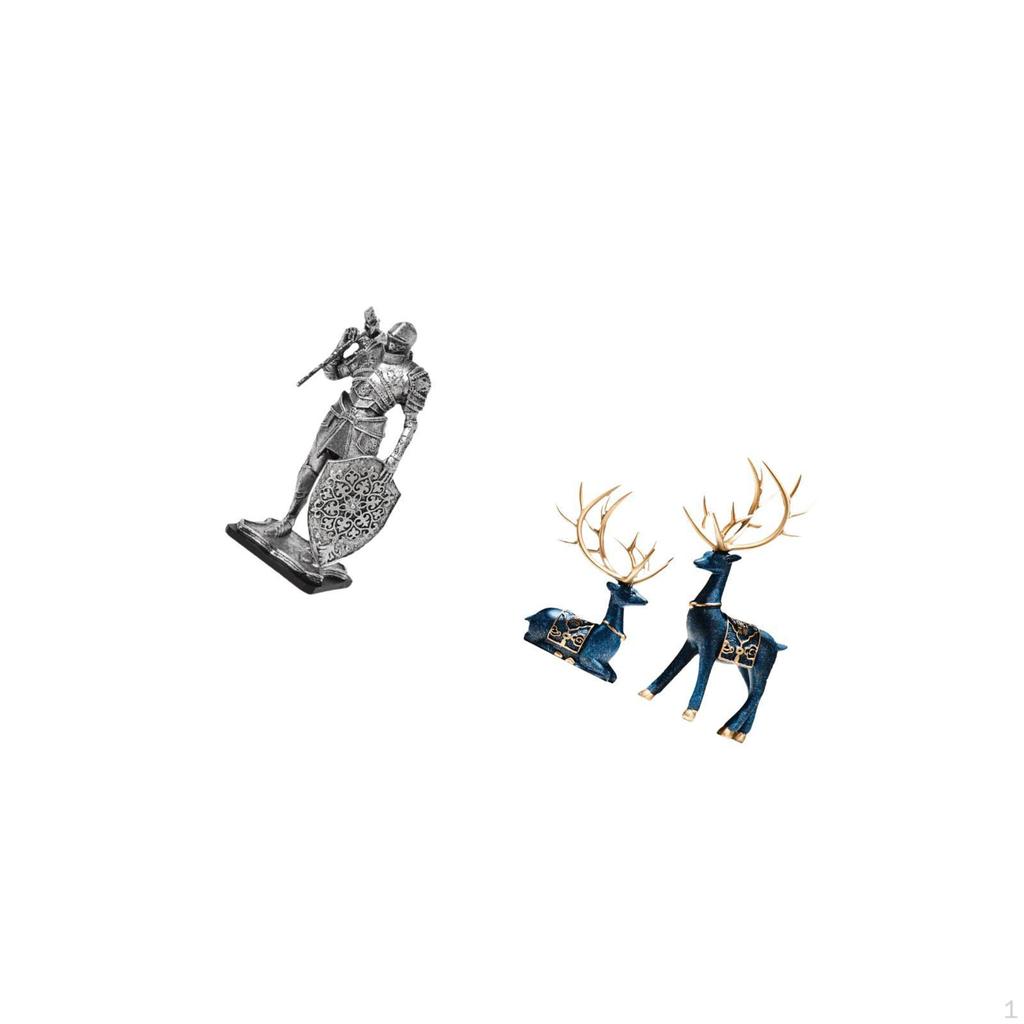 Nordic Art Knight And Reindeer Figurine Resin Abstract Sculpture Ornament for Desk Cabinet Office