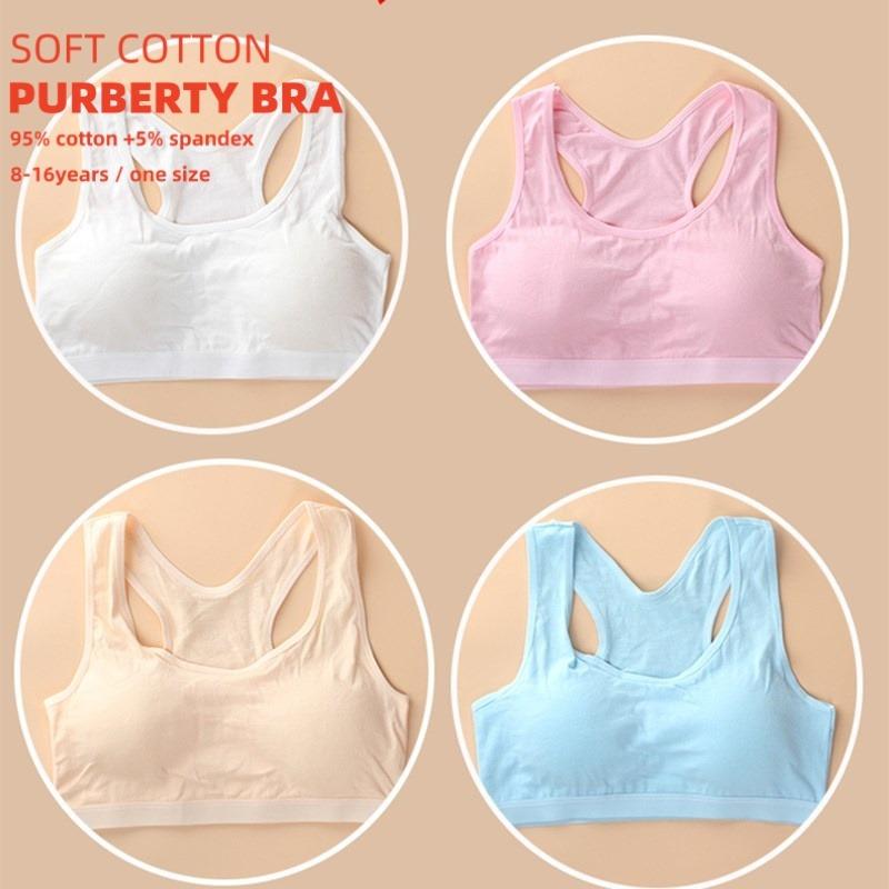 Sutien Sport pentru Adolescente, Bumbac Gimnastică, Lenjerie de Corp, Vestă de Antrenament, Sutien Tineresc Fără Sârmă cu Pad pentru Piept