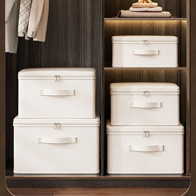 Extra Large Stackable Oxford Fabric Storage Bins with Lids, Foldable Closet Organizer Boxes for Clothes and Blankets, Space-Saving Heavy Duty Wardrobe