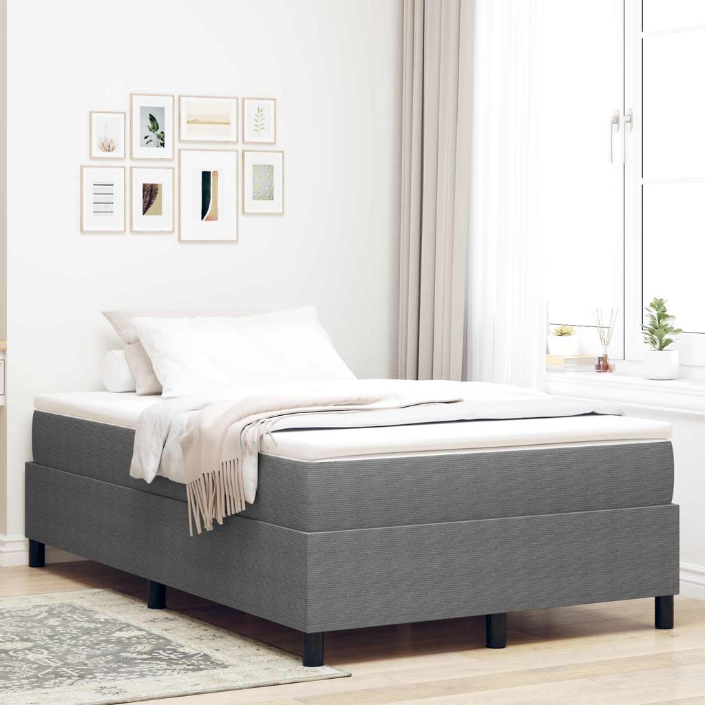 Platform Bed Frame Light Grey 120 x 190 cm Corduroy Fabric