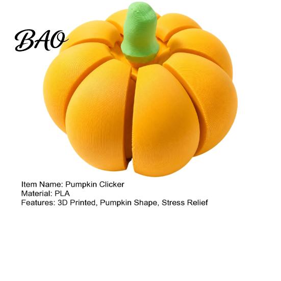 Office Relaxation Fidget Toy 3D Printed Pumpkin Clicker, Stress Relief Clicky Toy, Finger Clicker Mini Halloween Thanksgiving Harvest Holiday