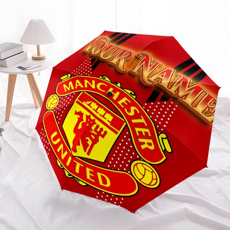 Personalized Name M-Manchester Print Umbrella, UV Shielding. It Has Eight Sturdy Ribs for Outdoor Use And Perfect As a Holiday Gift
