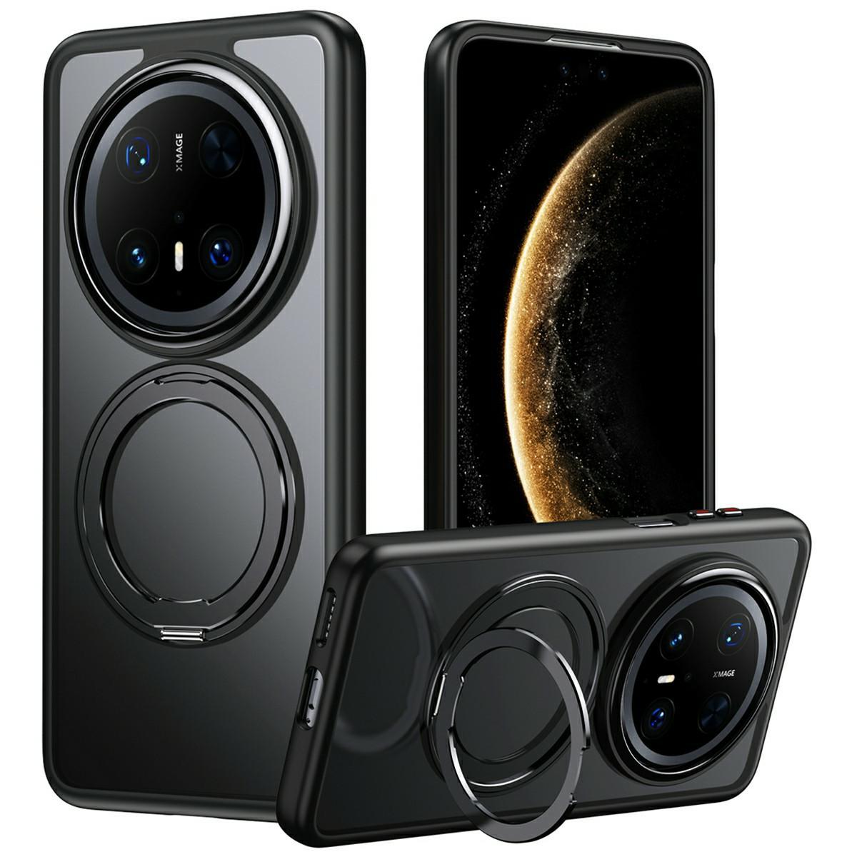 

For Huawei Mate 70 Pro+/Mate 70 Pro Case Compatible with MagSafe TPU+Acrylic+Metal Kickstand Matte Phone Cover Black