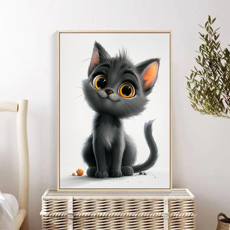 5d DIY Diamond Painting Cross Stitch Cartoon Cute Animal Grey Cat Diamond Embroidery Mosaic Full Round Drill Home Decor Arts