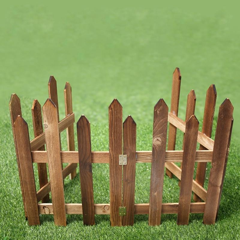 120cm Mini Fence Barrier DIY Miniature Fairy Garden Fence Wooden Craft Figurine Ornament Dollhouse Decoration Accessory