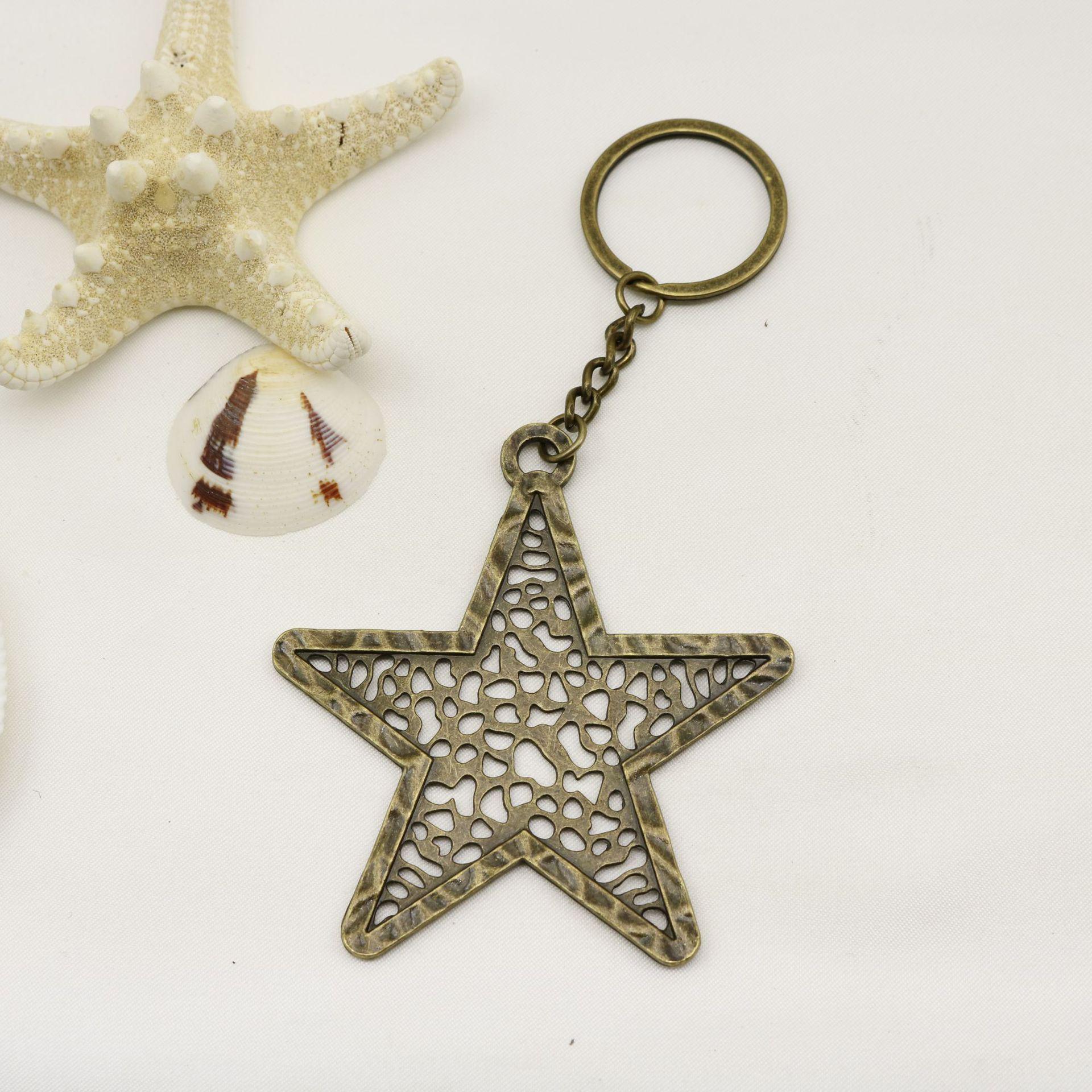 Foreign Trade Hot Selling Jewelry: Simple Five-Pointed Star Keychain Pendant бронзовый