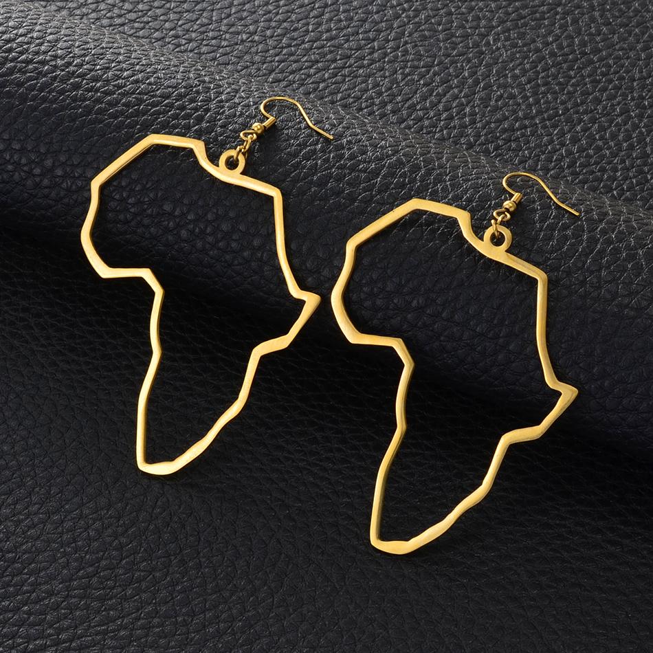 Anniyo Big Earrings Africa Map Exaggerate Larger Earring Gold Color African Ornaments Traditional Ethnic Hyperbole #144521