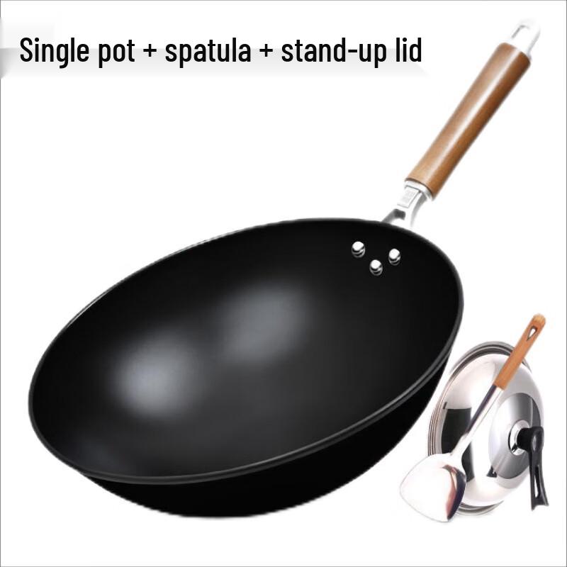 Traditional Non-Coated Iron Wok with Round Bottom