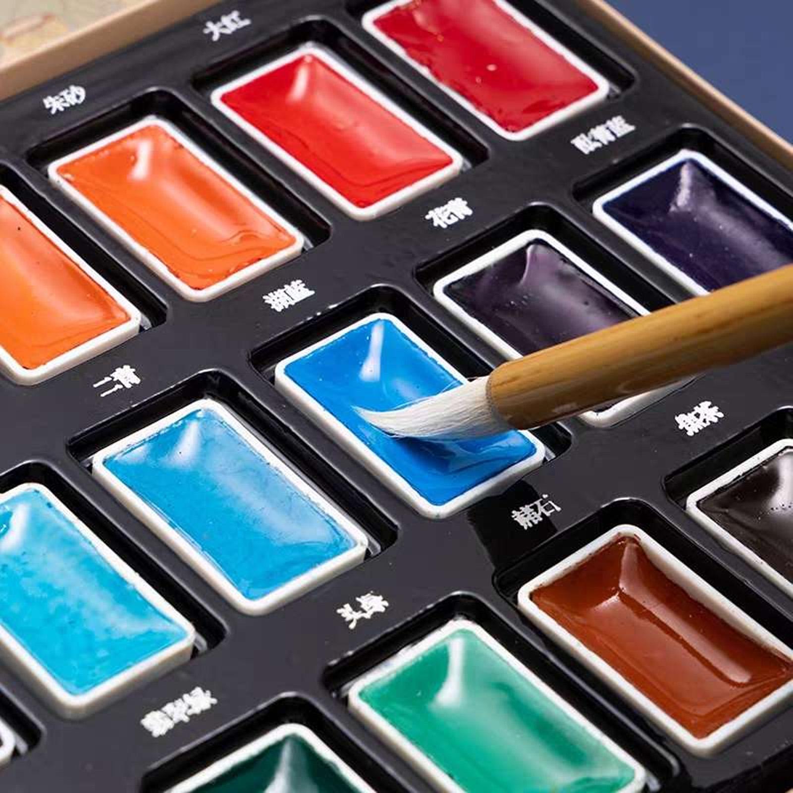 

24Pcs Chinese Painting Pigment Assorted Colors Quick Dry High Saturation Water Color Paint for Kids Students Beginners