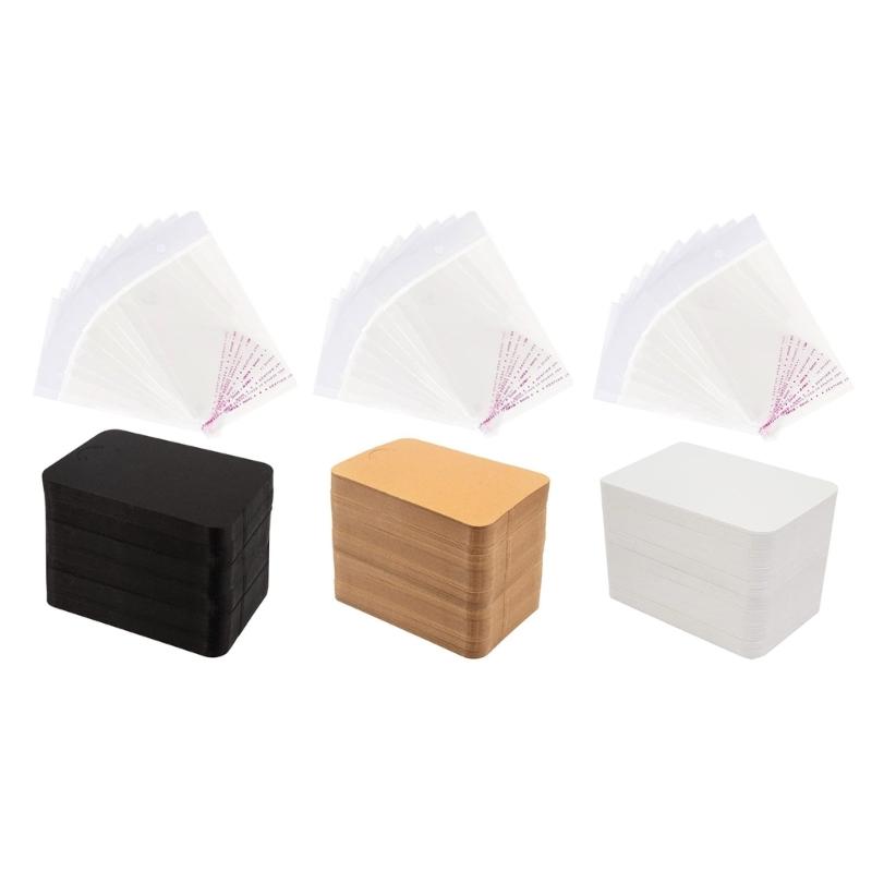 100Pcs Keychain Jewelry Cardboard with Self-sealing Bag Paper Keychain Display Cards Blank Necklace Packaging Supplies