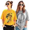 Beautiful Graphic Printed Cotton Blend T-shirt Women Summer Wear Top Combo of 2