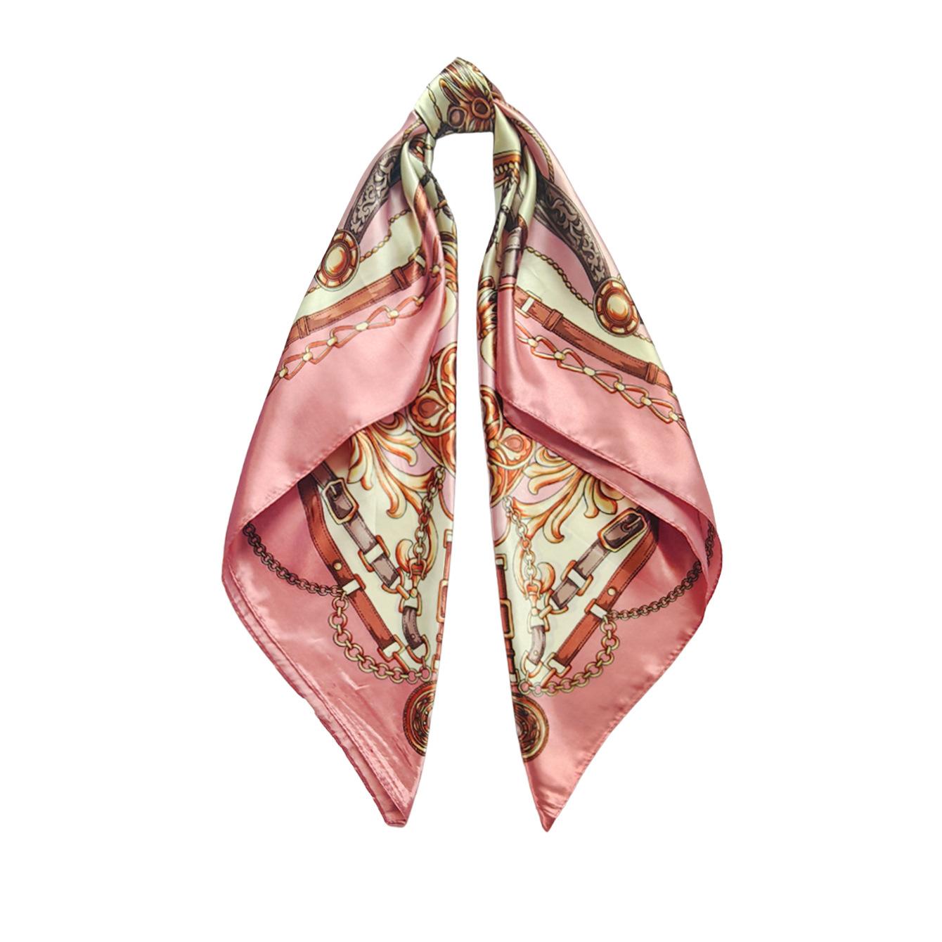 90cm Chain-Print Scarf: Women’s Silk Scarf with Vintage Satin Print