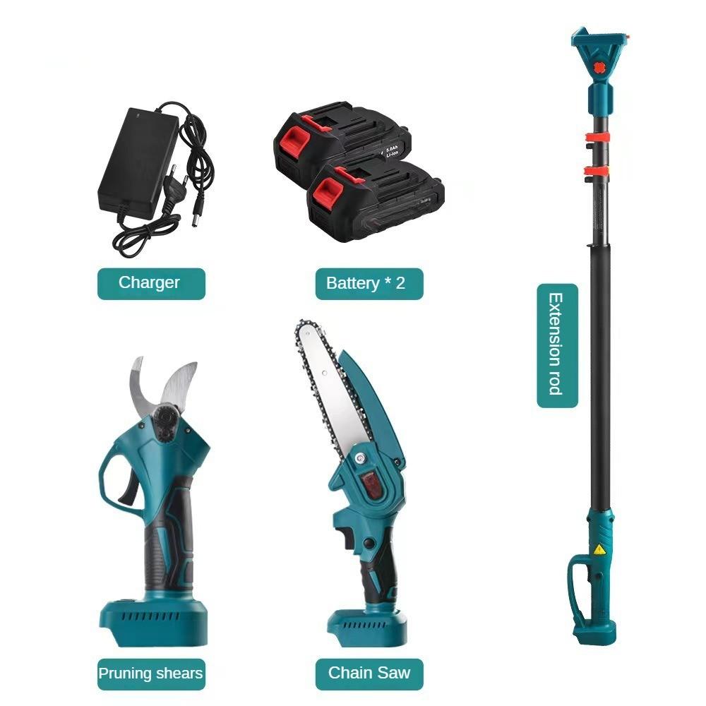 Rechargeable Gardening Tool Set Portable Outdoor Handheld Electric Saw Extendable High Branch Shears & High Branch Saw