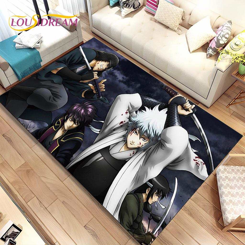 3D Gintoki Kagura Gintama Anime Area Rug,Carpet Rug for Living Room Bedroom Sofa Doormat Decoration, Kid Play Non-slip Floor Mat