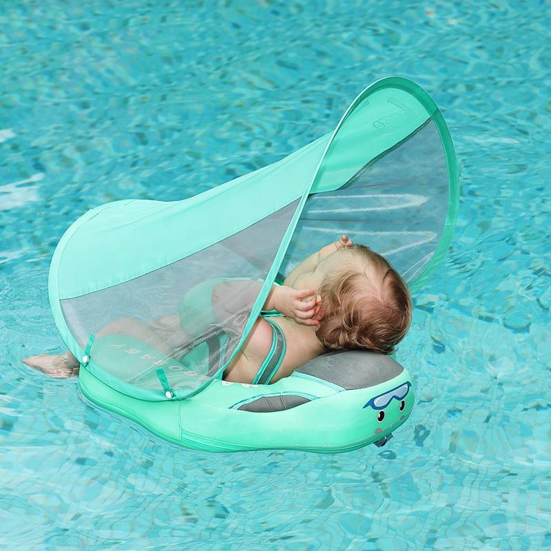 Nicht aufblasbarer Baby-Schwimmring mit Baldachin, liegend, Schwimmringe, Taillenkreis, Schwimmring für Kleinkinder, Babyboje, Poolzubehör, Spielzeug