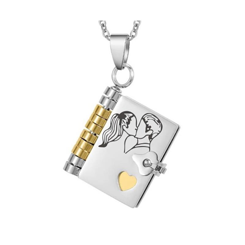 

Открывающееся ожерелье-книга для дочери из нержавеющей стали со страницами с гравировкой, ожерелье с мини-подвеской в виде книги золотого цвета