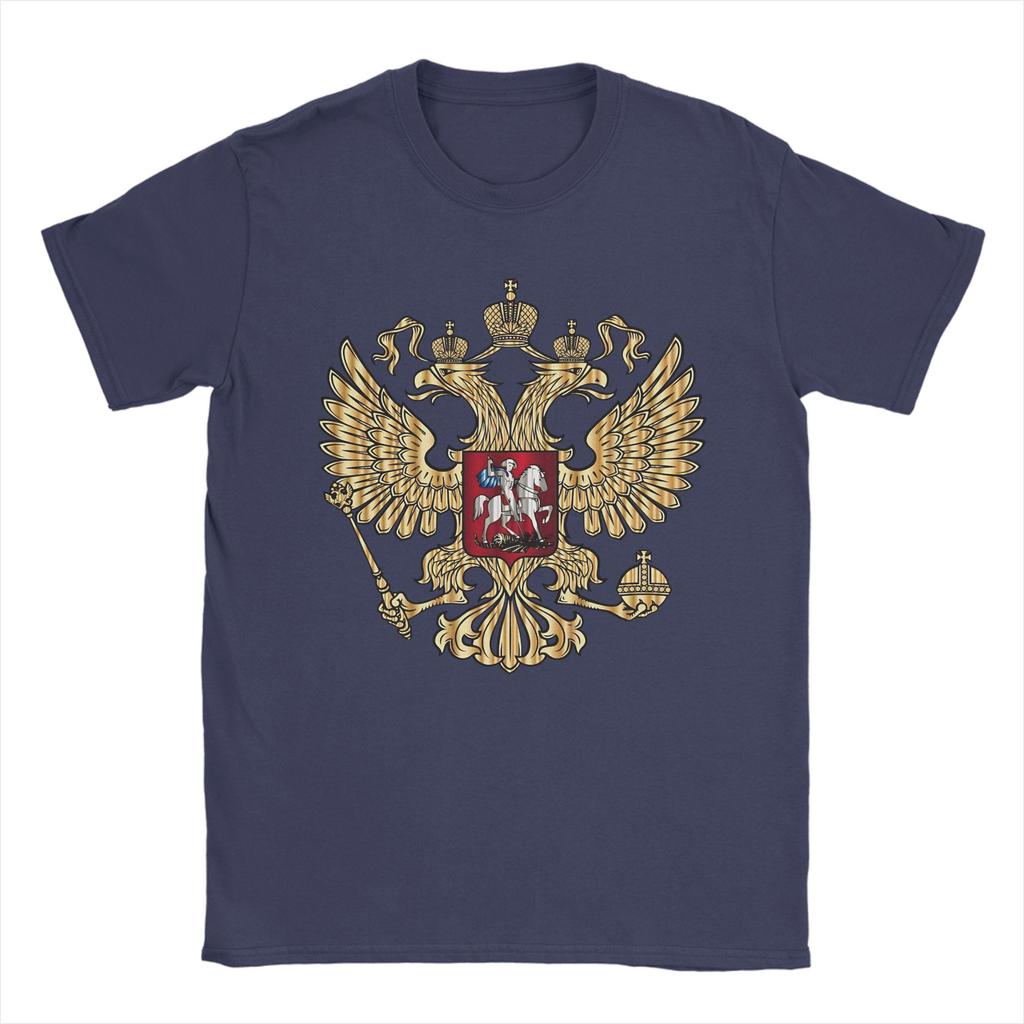 Russian Coat of Arms TShirts Men Russia Emblem Novelty Pure Cotton Tee Shirt Crew Neck Short Sleeve T Shirts Printed Tops
