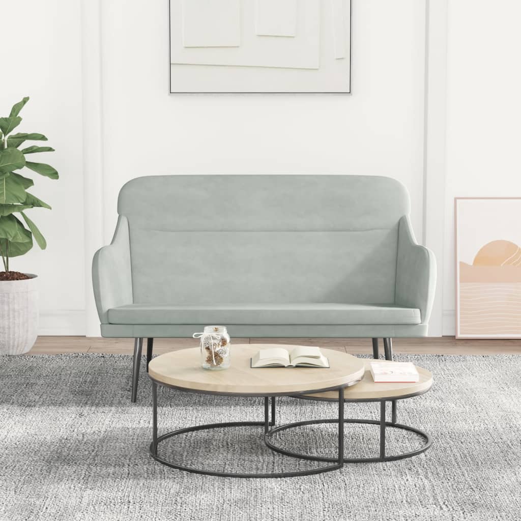Bench in Light Grey 110 x 76 x 80 cm Velvet
