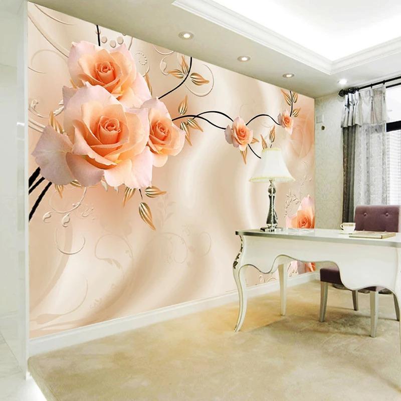 Flowers Photo Wallpapers Floral Rose Mural For Tv Sofa Backdrop Living Room Bedroom Wall Murals Home Decor