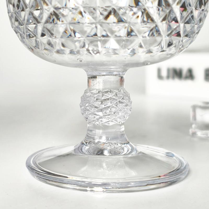 1 Stück Kunststoff- Weingläser Vintage Champagnergläser geschliffene Kelche unzerbrechliche Cocktailgläser