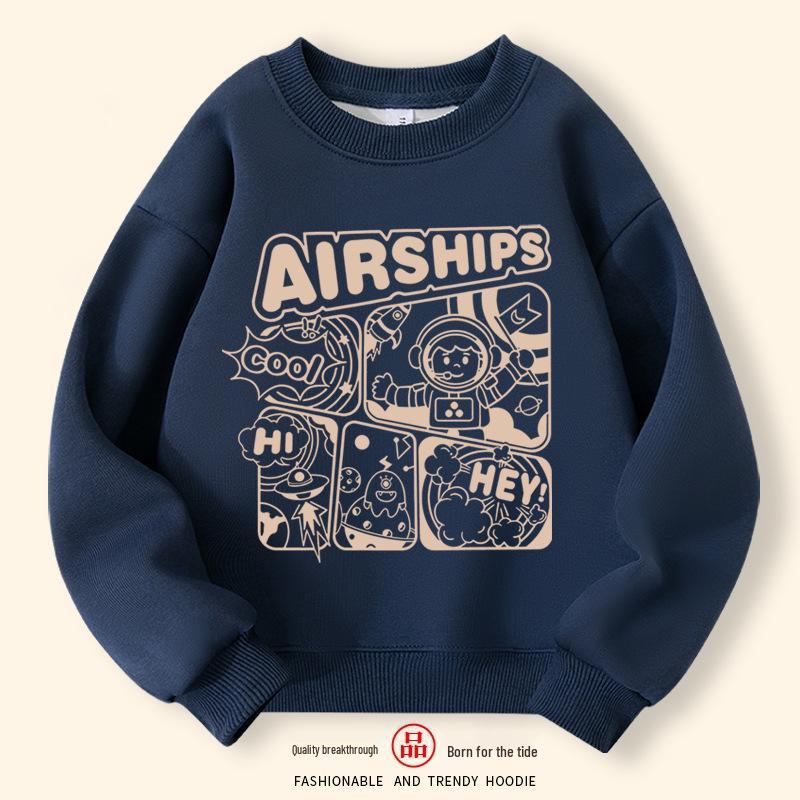 2025 Boys' Stylish Autumn Pullover Sweatshirt - Long Sleeve Round Neck Top for Middle and Big Kids