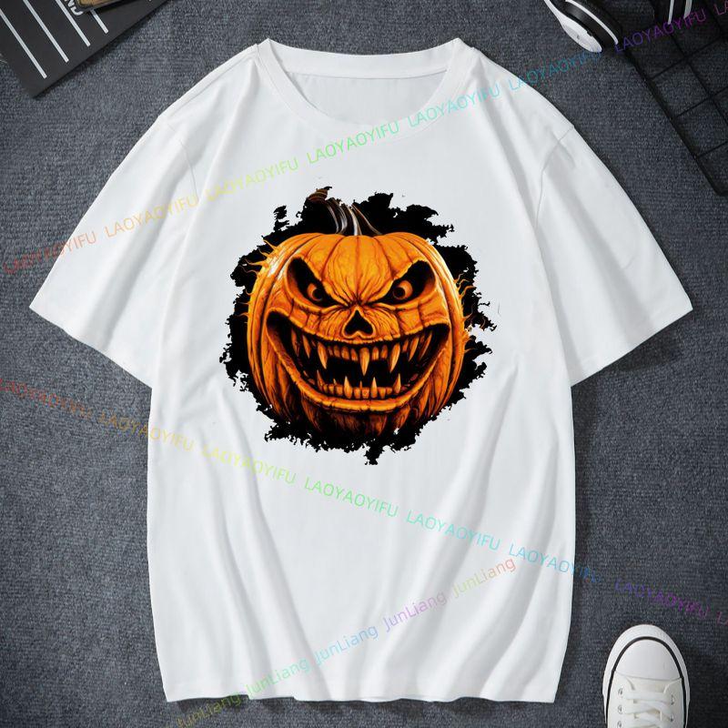 

Halloween Horror Season Pumpkin Pattern Embroidered TShirt Short Sleeve Round Neck Casual Mens and Womens Suitable Top S