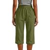 Women's Fashion -Color Loose-Fit Tie-Waist Casual Cropped Pants